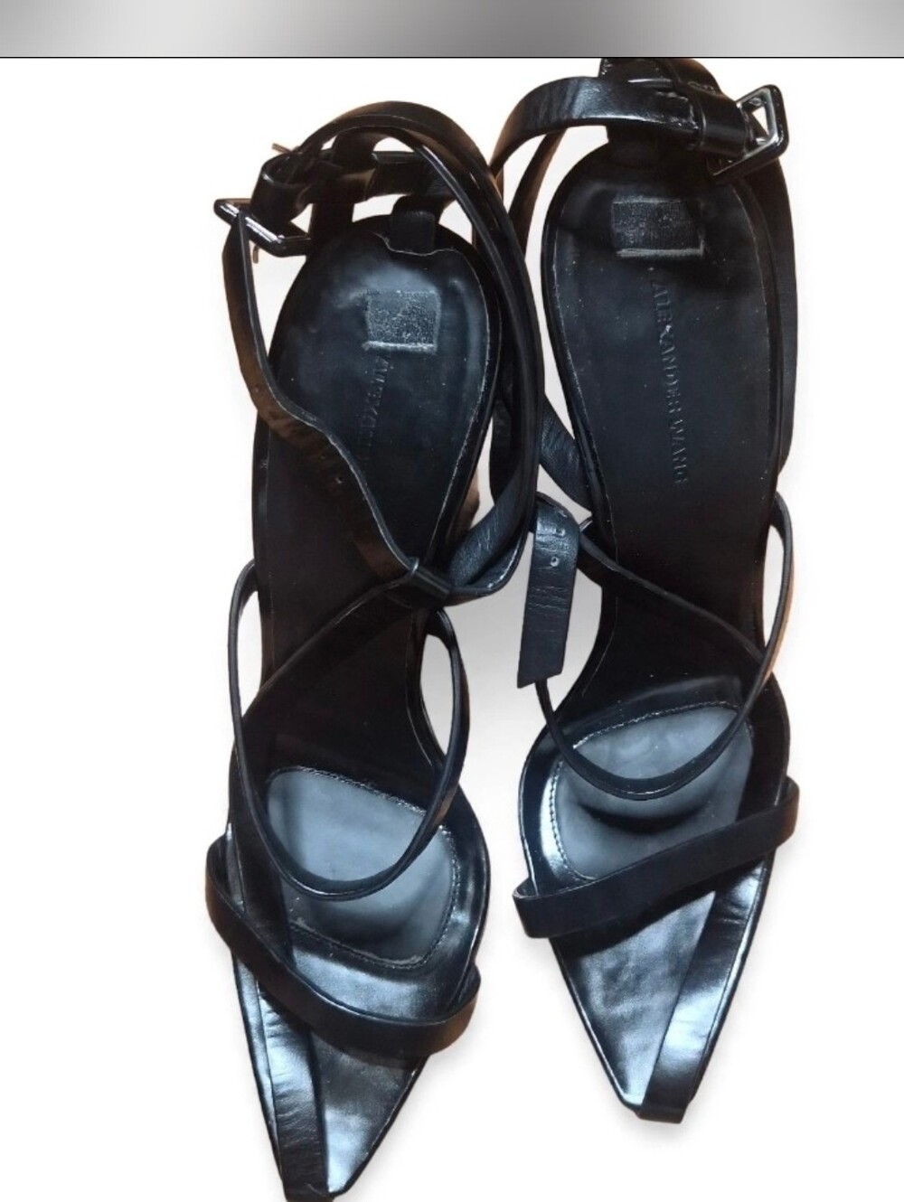 Alexander Wang Black Leather Minimalist Block Heel Sandals | EU 39